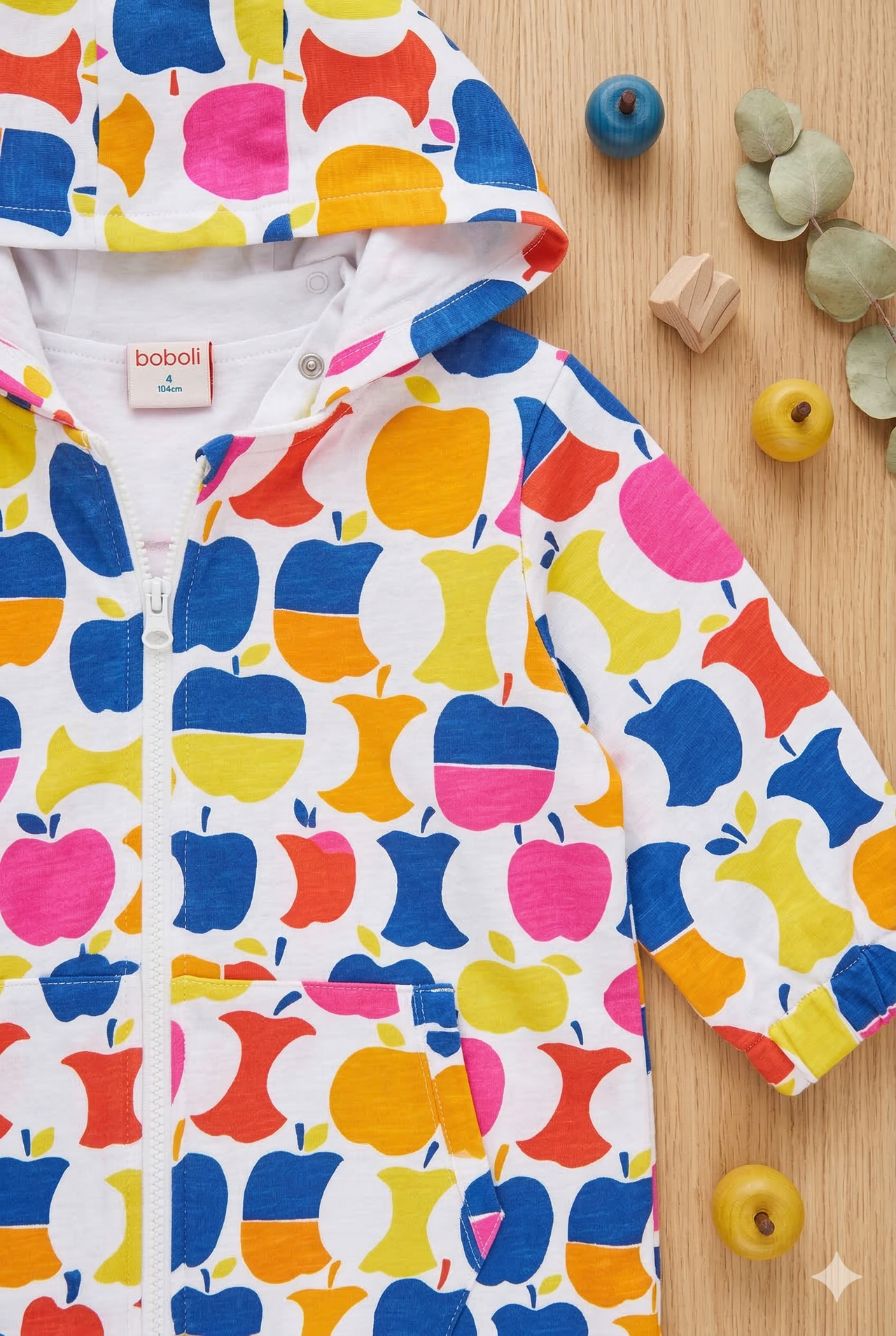 Chaqueta felpa manzanas de niña