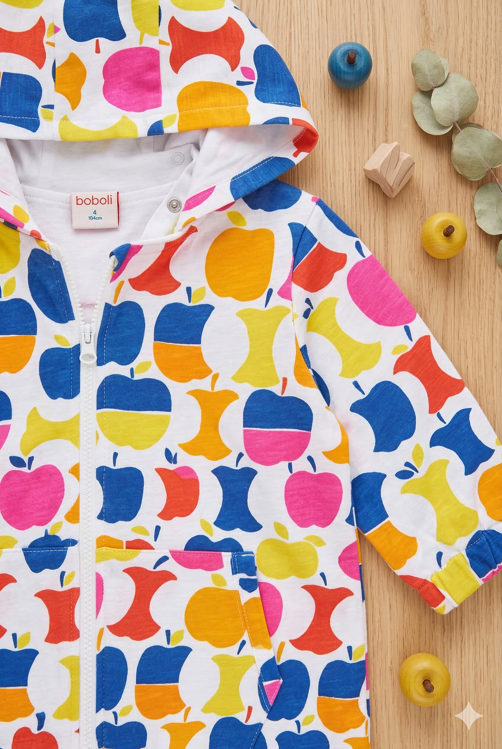 Chaqueta felpa manzanas de niña