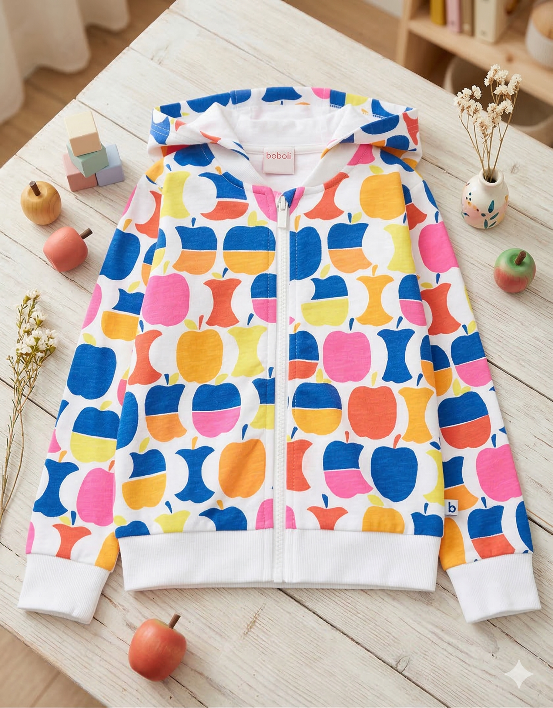 Chaqueta felpa manzanas de niña