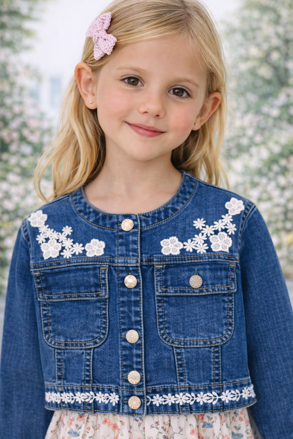 Cazadora denim guipur