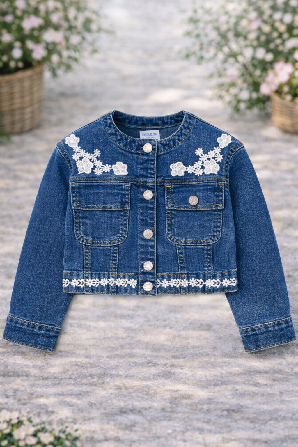 Cazadora denim guipur