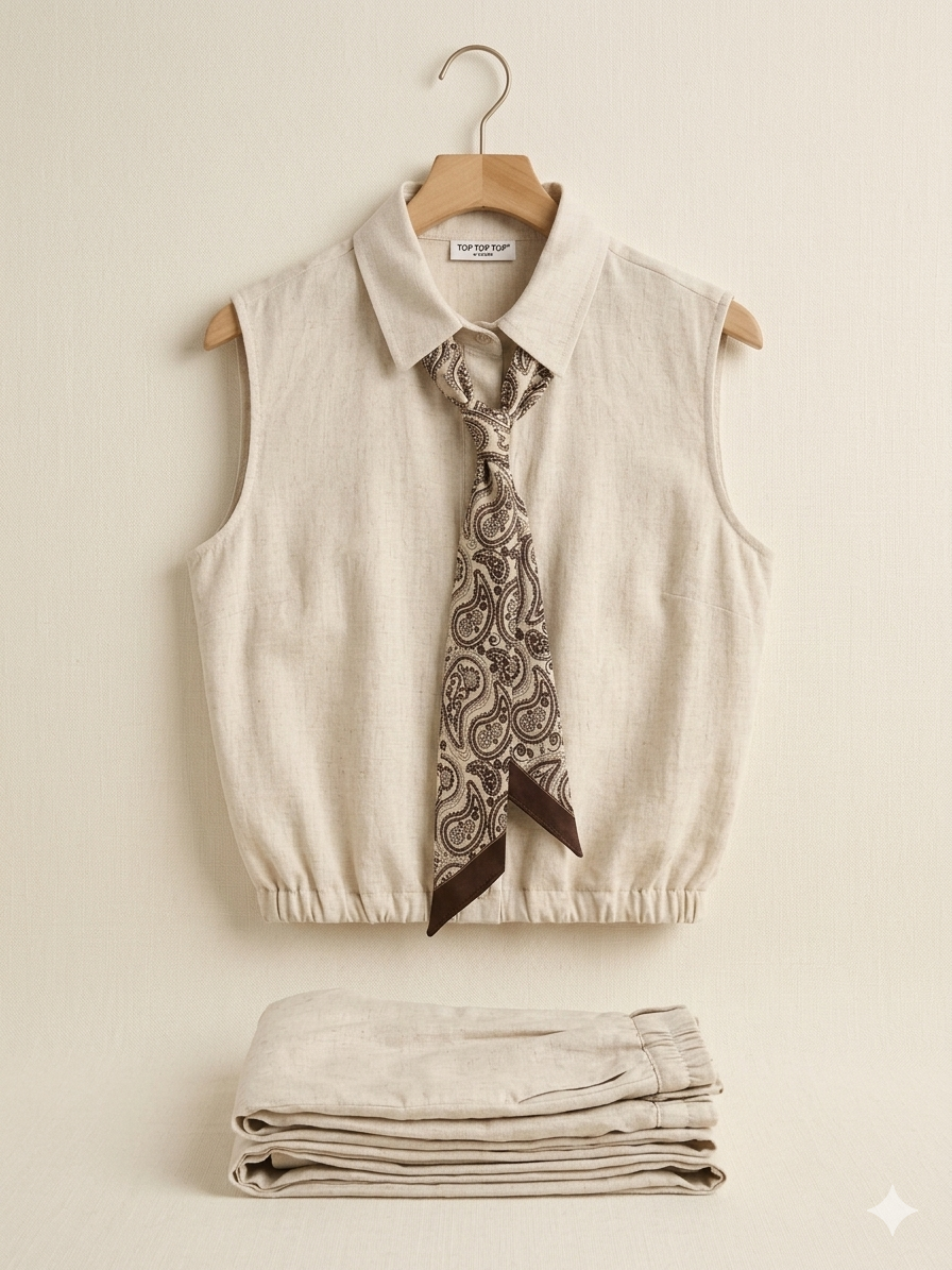 Conjunto chica top + pantalón + pañuelo