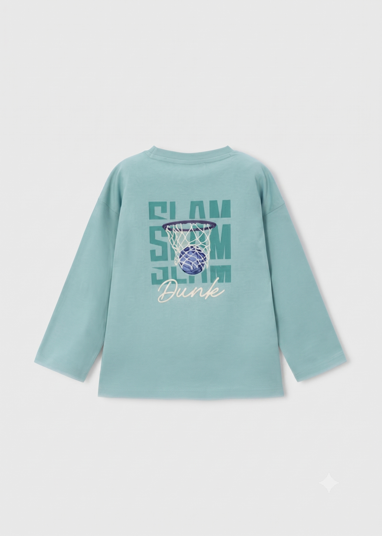Camiseta manga larga estampado baloncesto, niño.