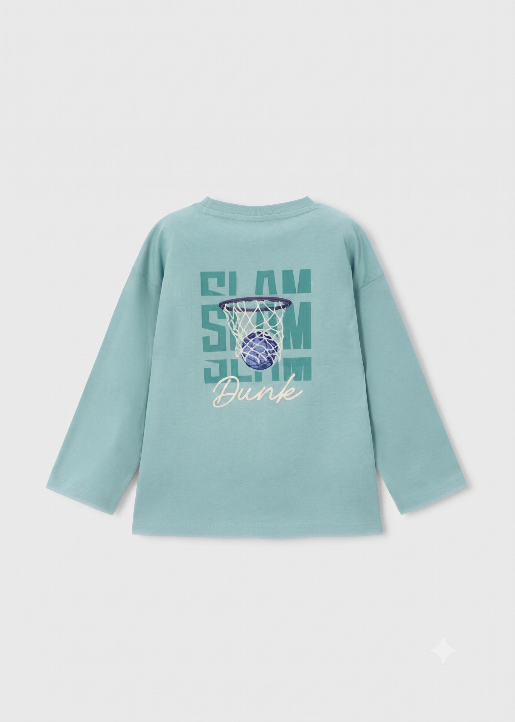 Camiseta manga larga estampado baloncesto, niño.