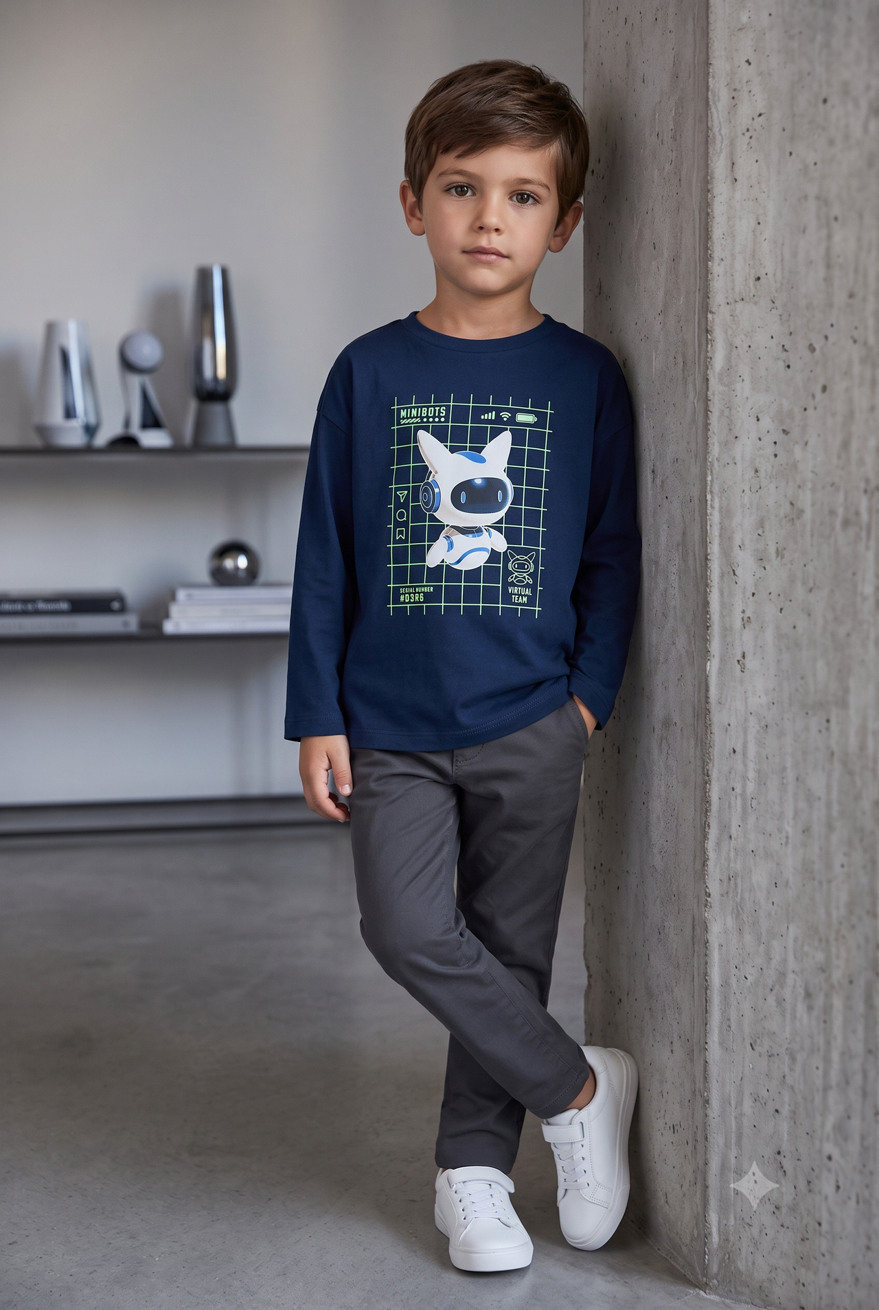 Camiseta manga larga que se ve en oscuridad niño.