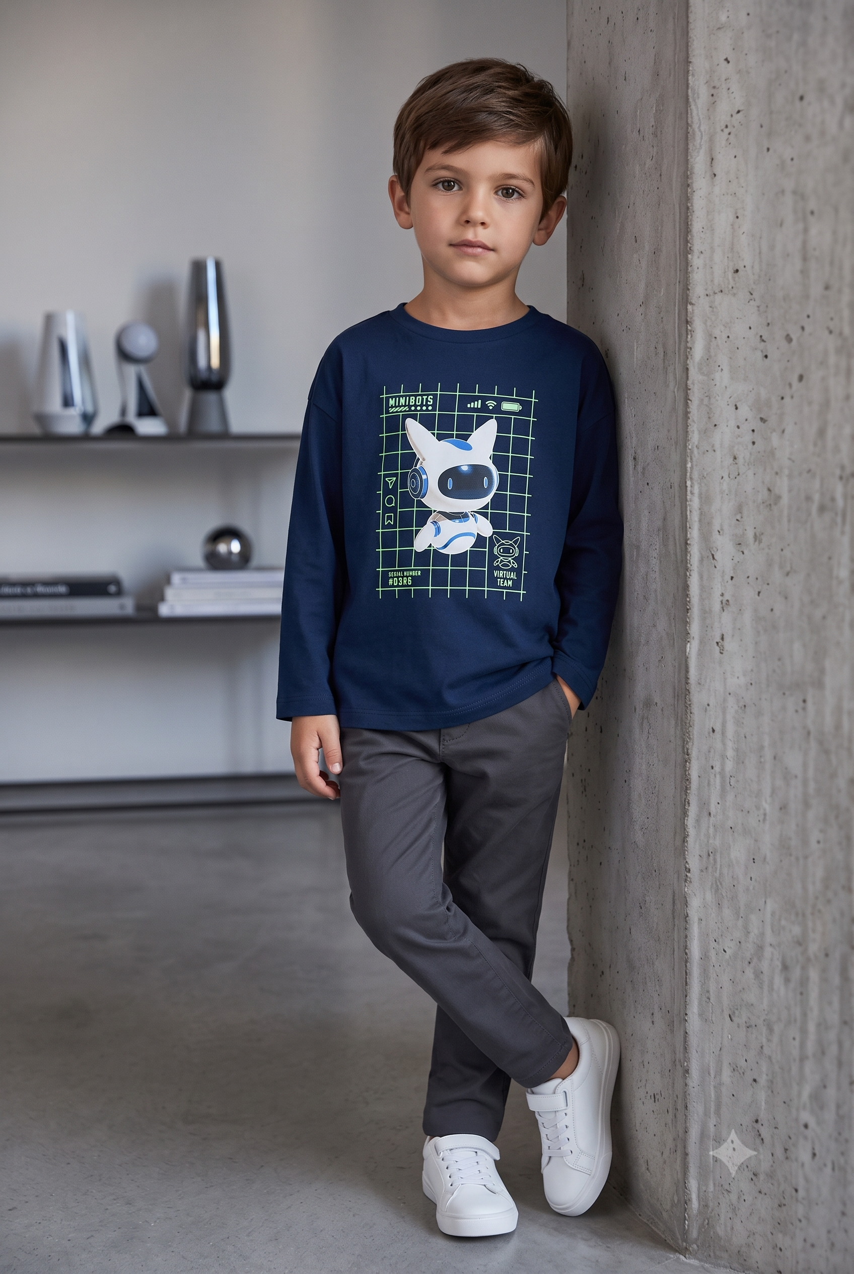 Camiseta manga larga que se ve en oscuridad niño.