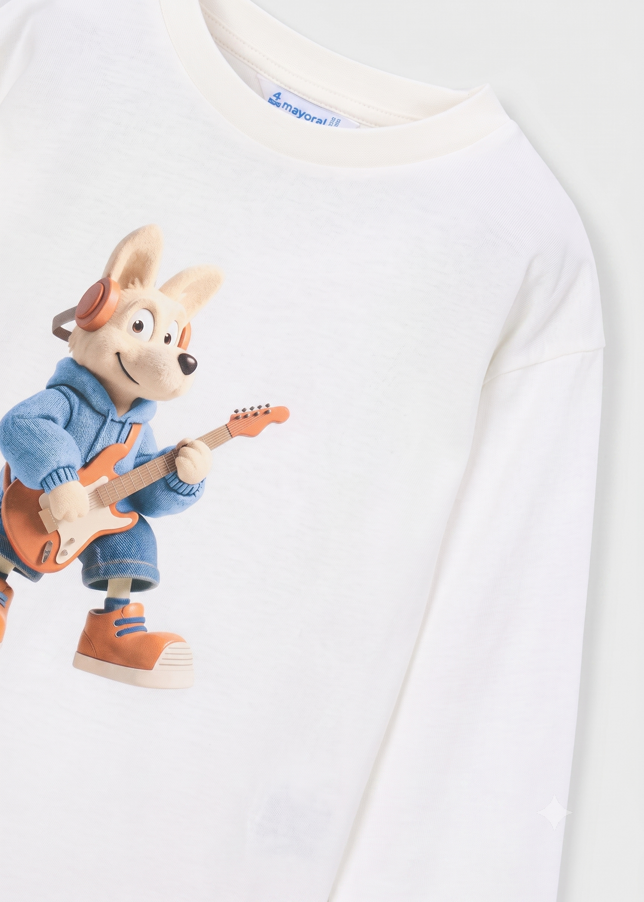 Camiseta manga larga zorro con guitarra niño