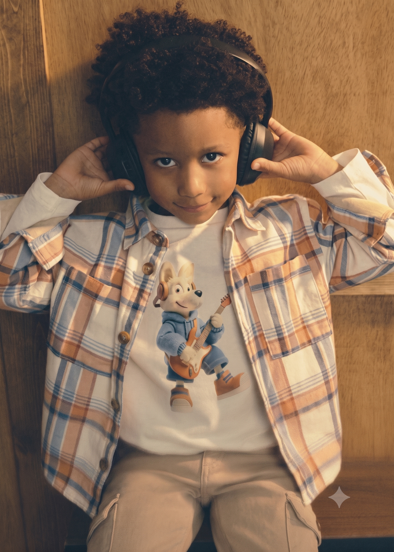 Camiseta manga larga zorro con guitarra niño