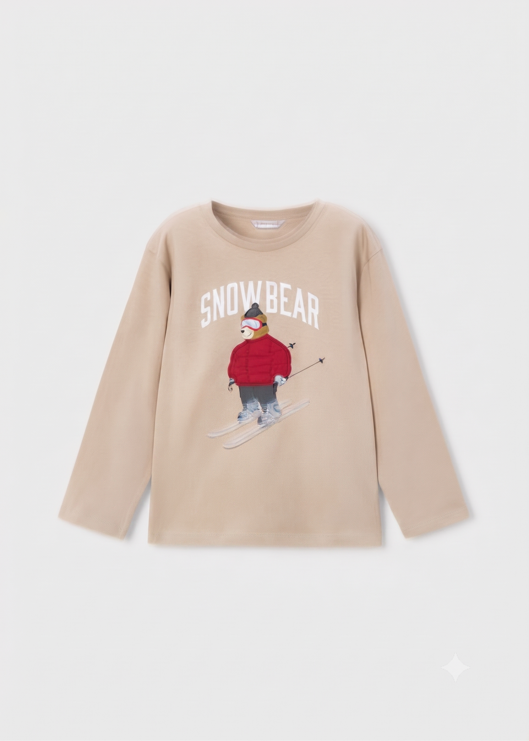 Camiseta manga larga aplique de oso, niño.