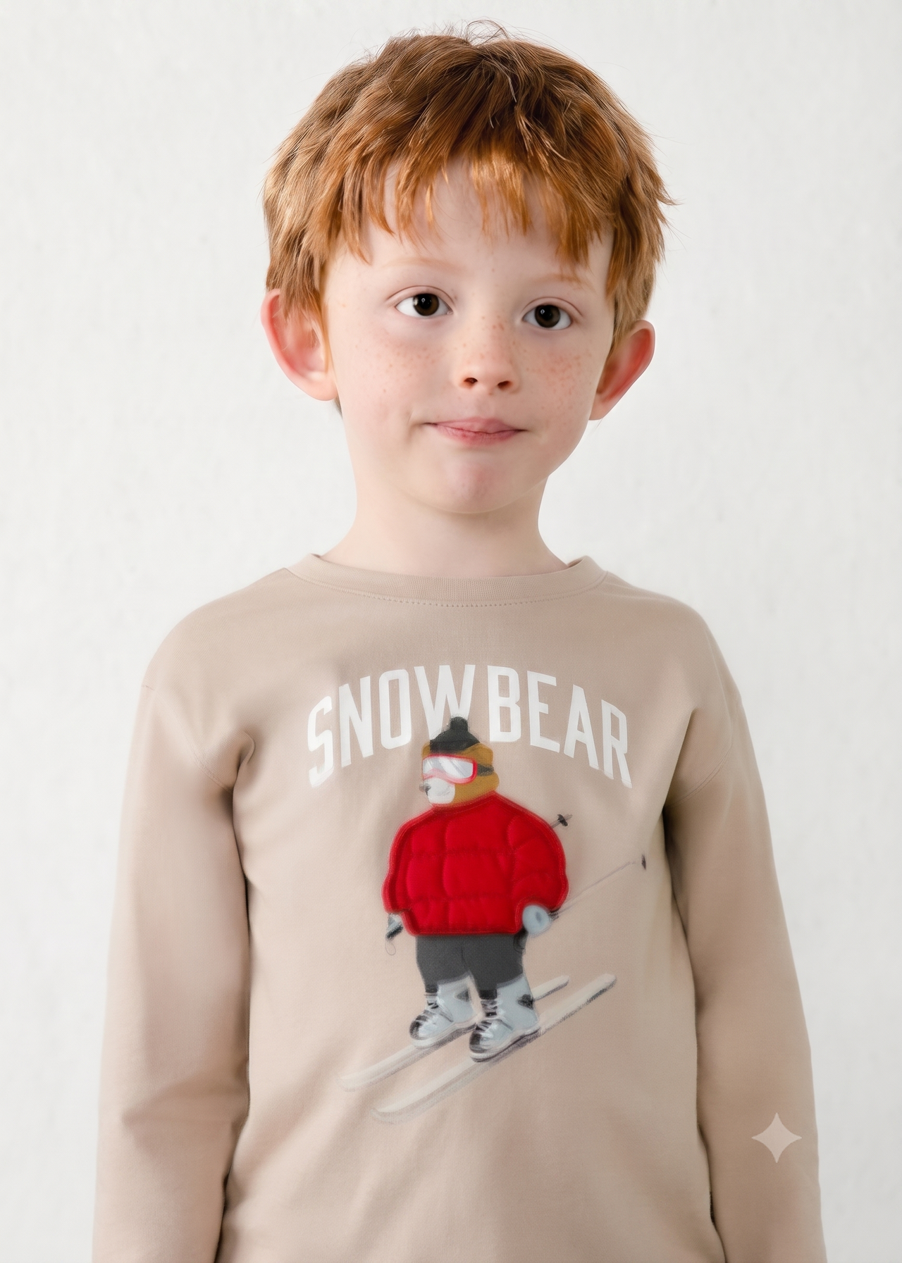 Camiseta manga larga aplique de oso, niño.