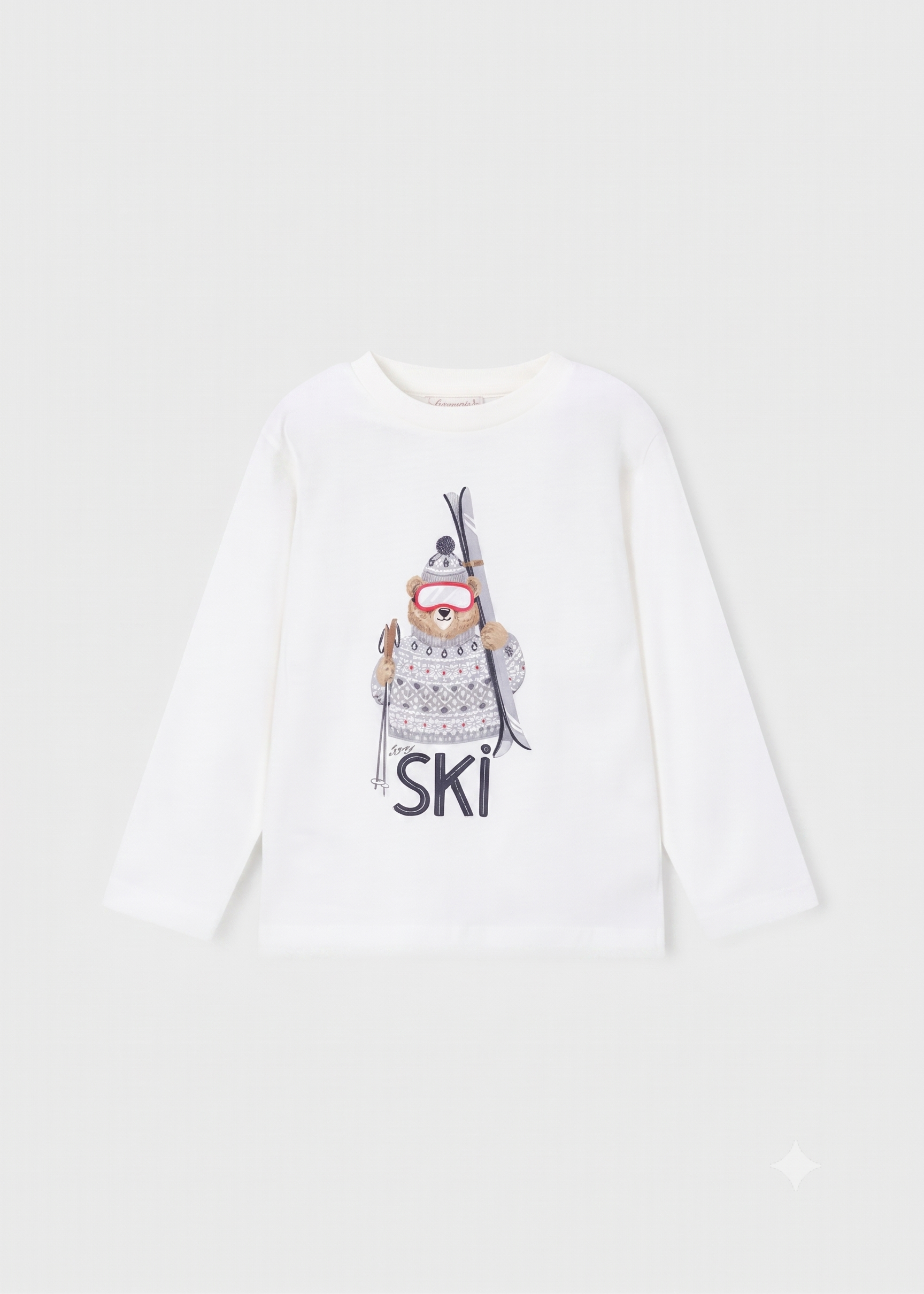 Camiseta manga larga estampado Oso Esquiador "Ski", niño.