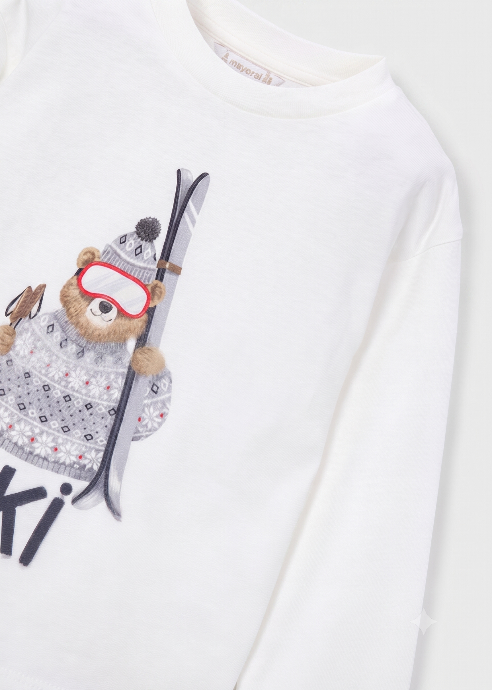 Camiseta manga larga estampado Oso Esquiador "Ski", niño.