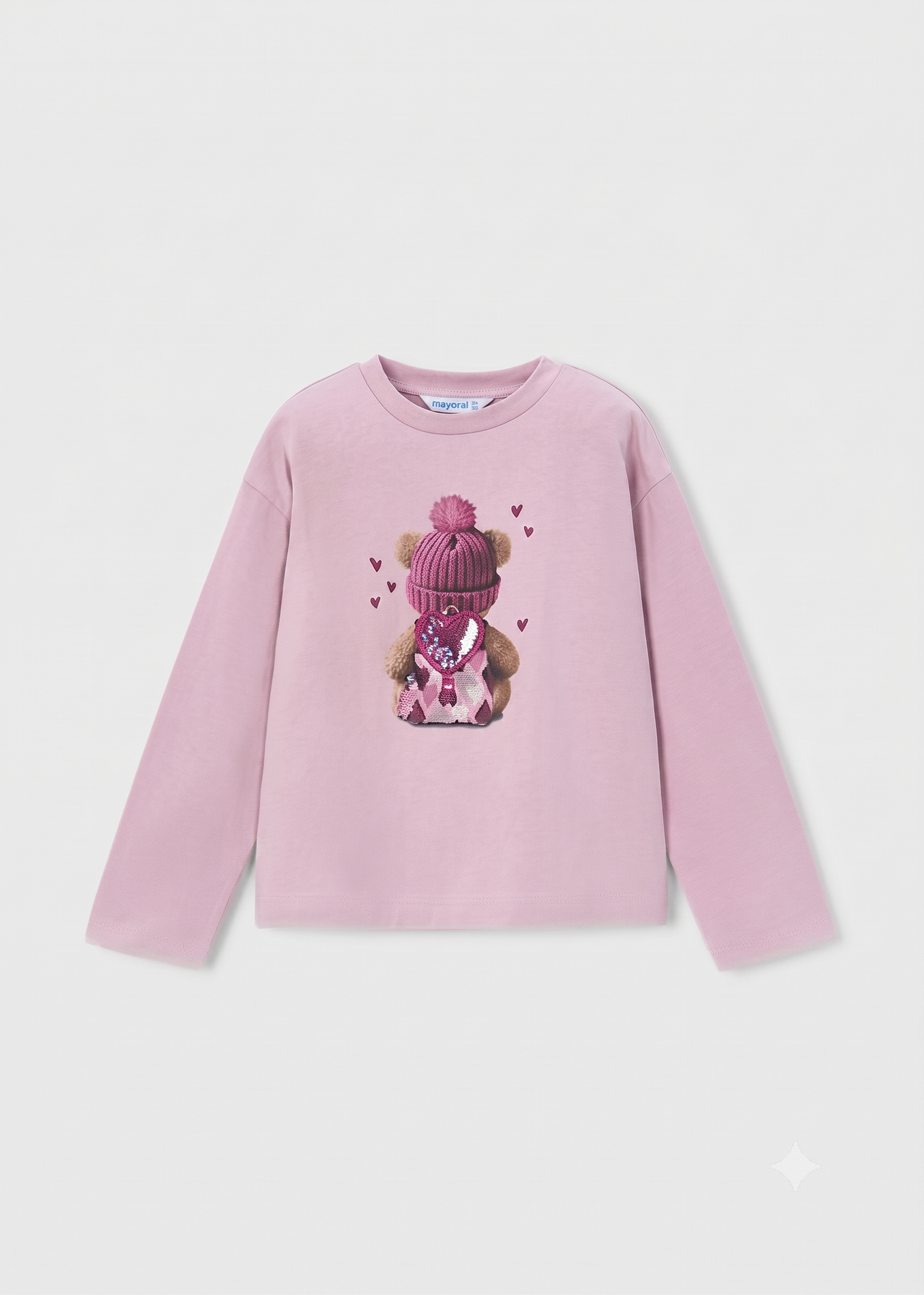 Camiseta manga larga con corazón niña