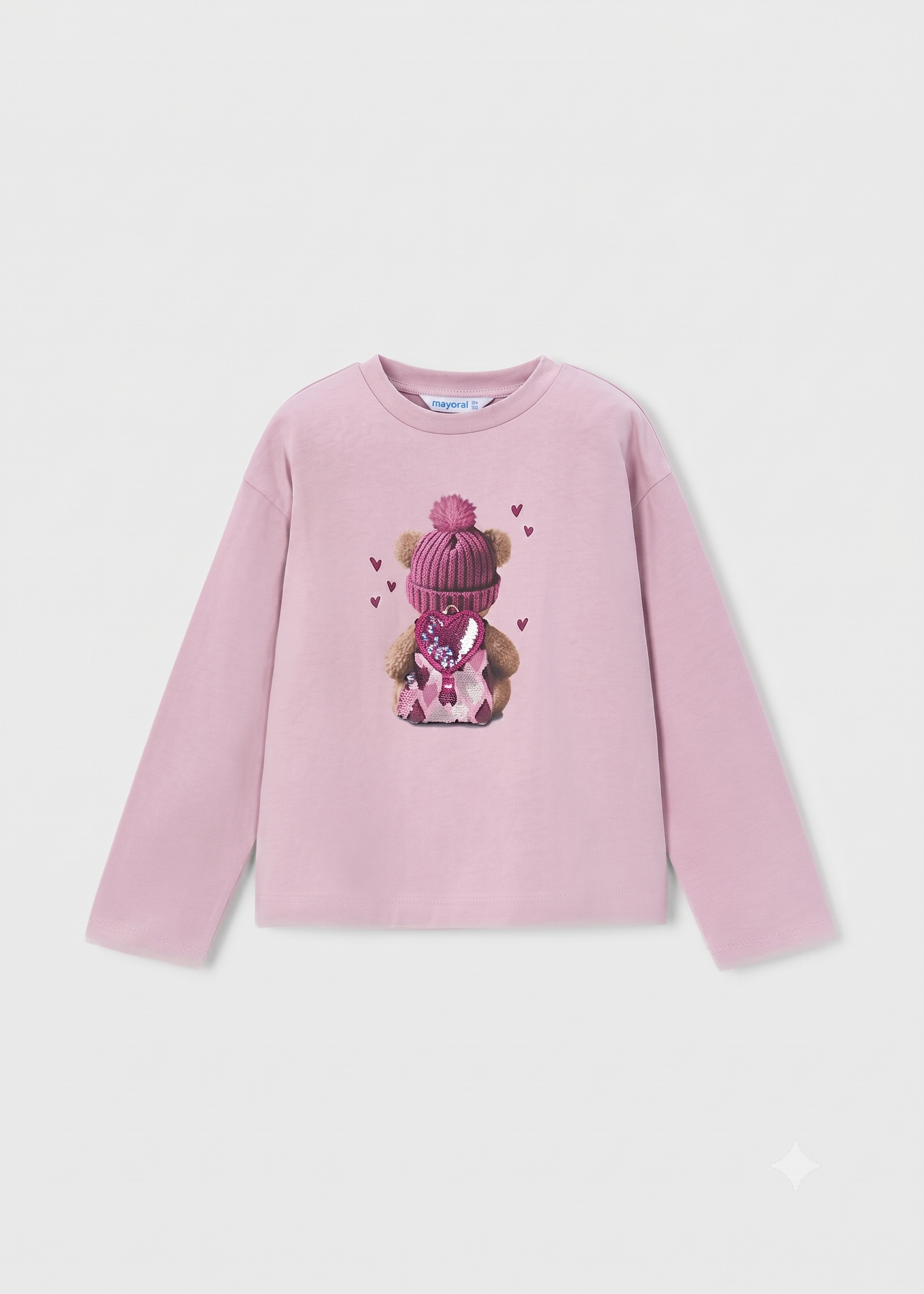 Camiseta manga larga con corazón niña