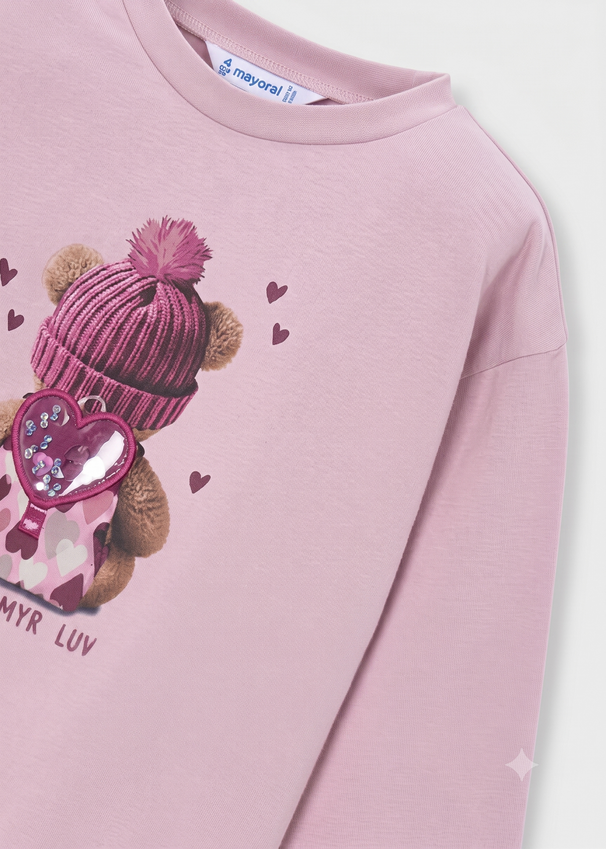 Camiseta manga larga con corazón niña
