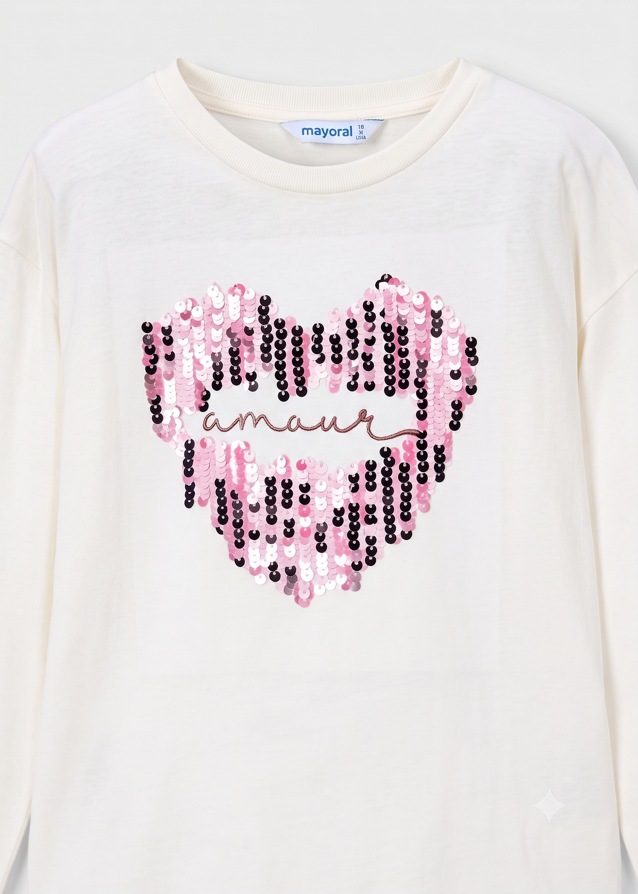 Camiseta manga larga motivo corazón amour niña