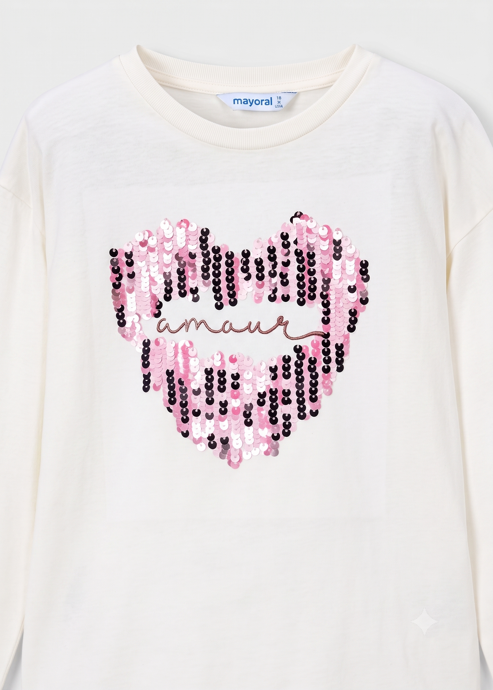 Camiseta manga larga motivo corazón amour niña
