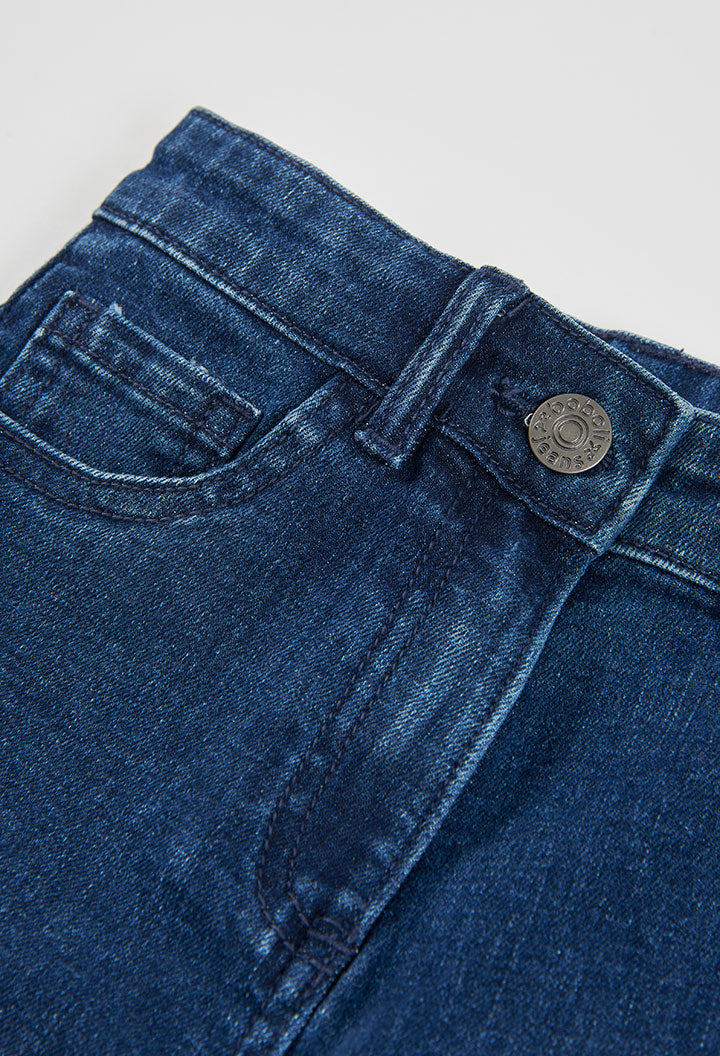 Pantalón denim elástico de niña