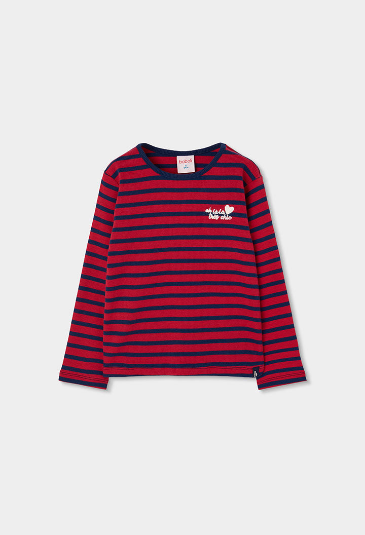 Camiseta punto canalé de niña