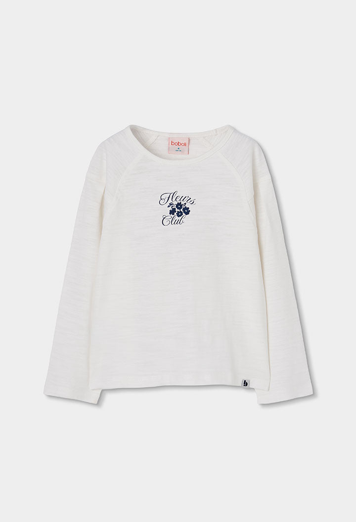Camiseta punto flamé de niña