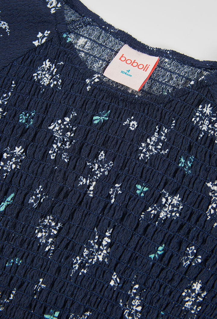 Vestido punto crepe flores de niña