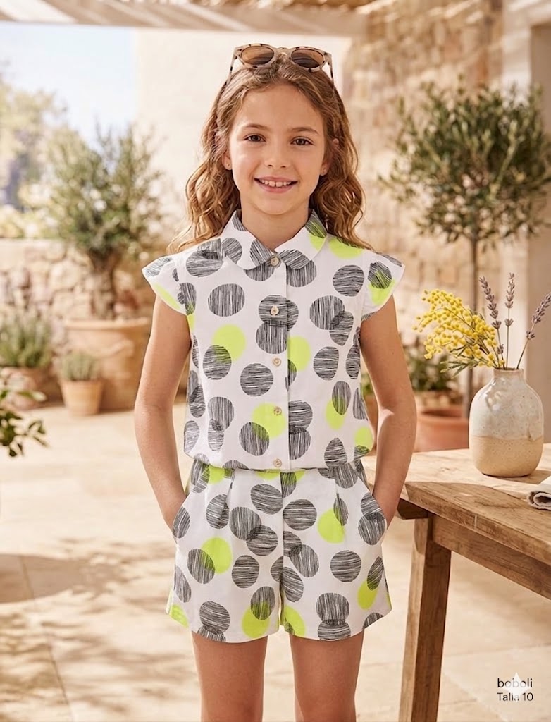Camisa sarga estampada de niña