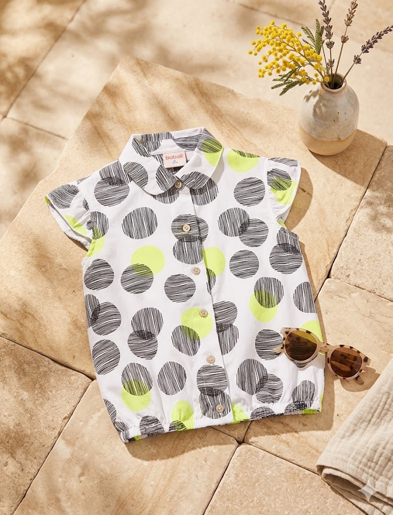 Camisa sarga estampada de niña
