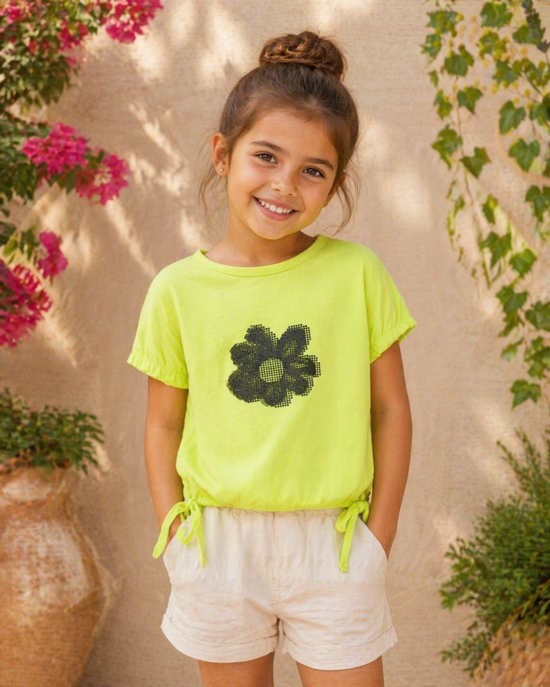 Camiseta punto elástico niña