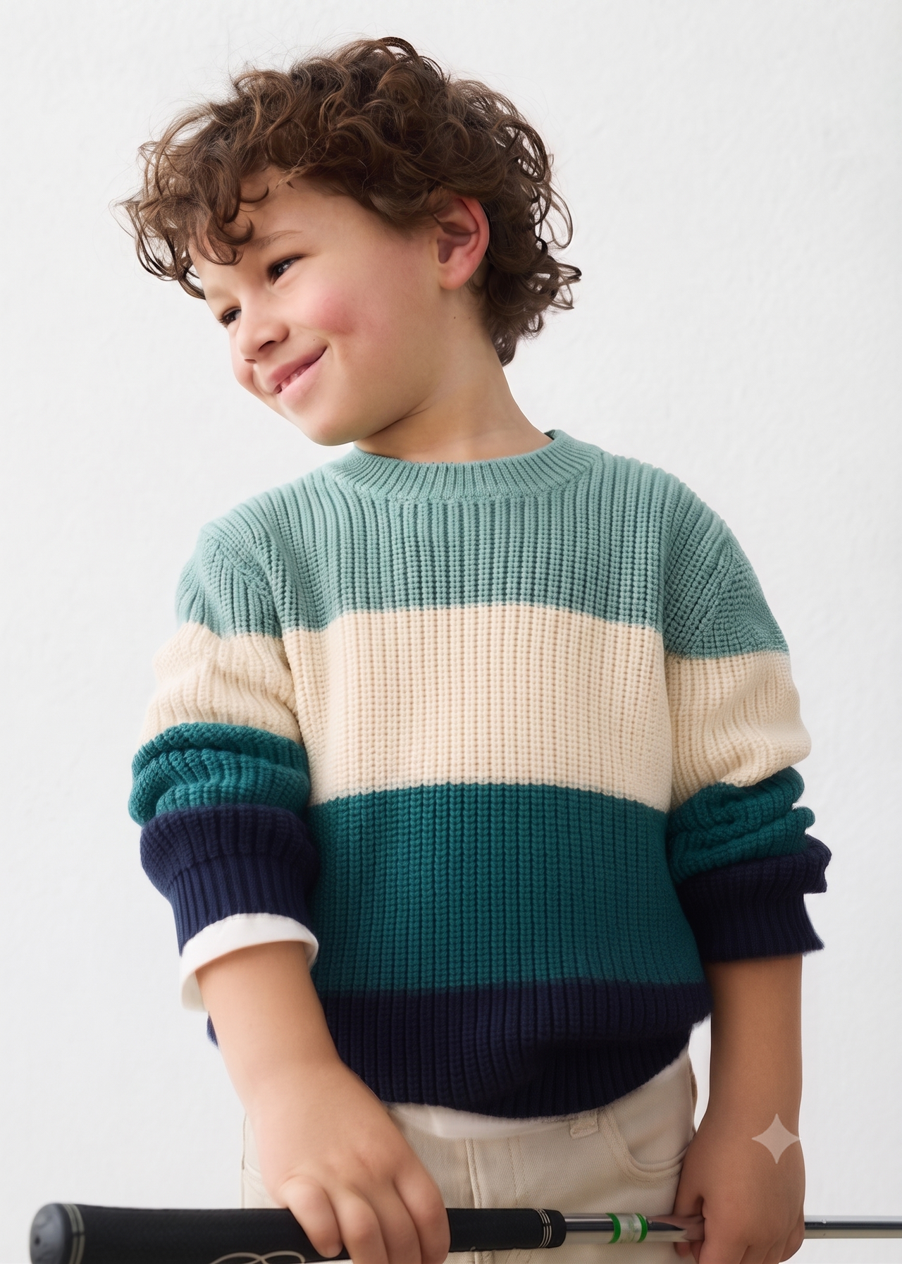 Jersey de punto rayas multicolor, niño.