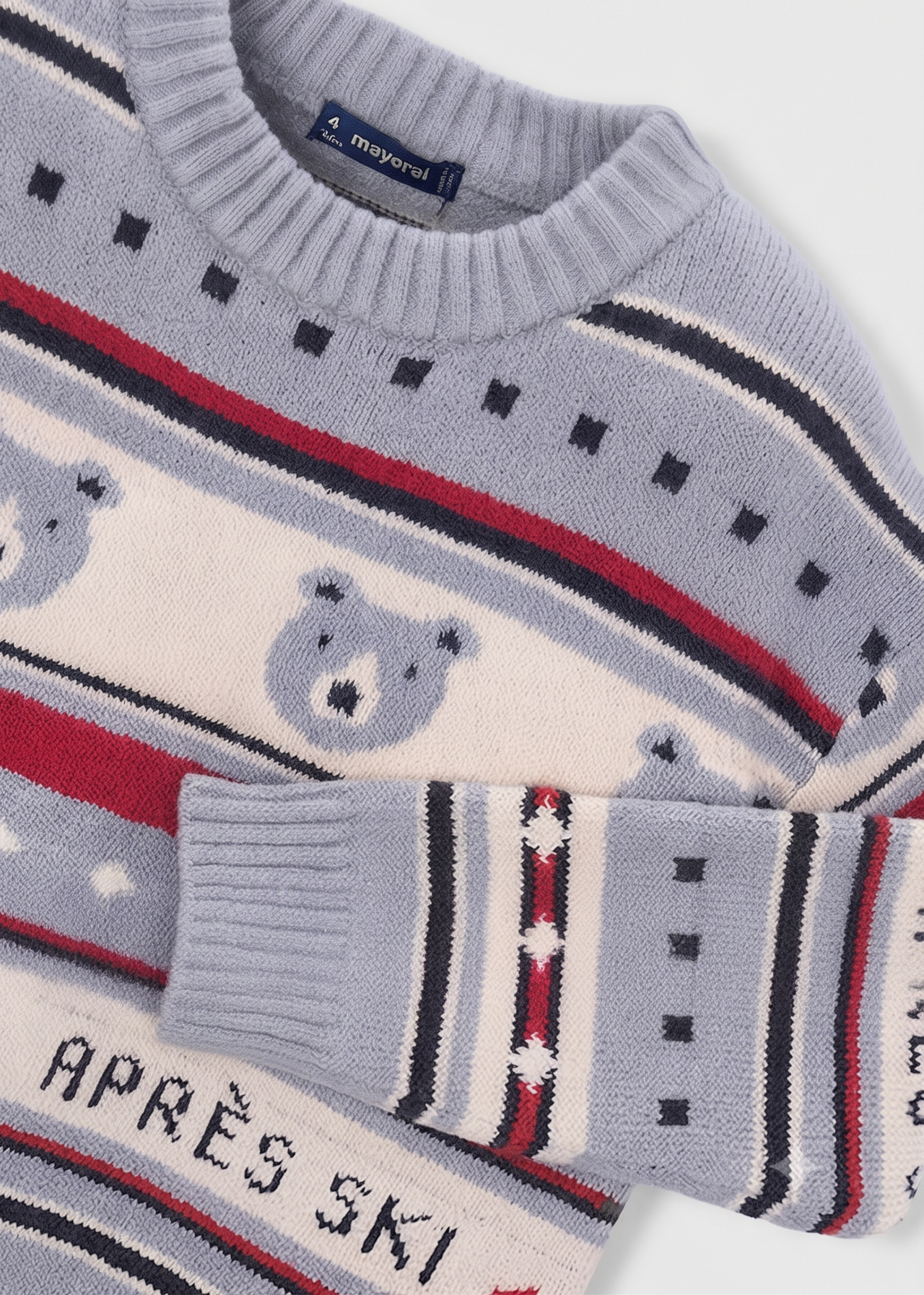 Jersey de punto  con diseño de oso y texto 