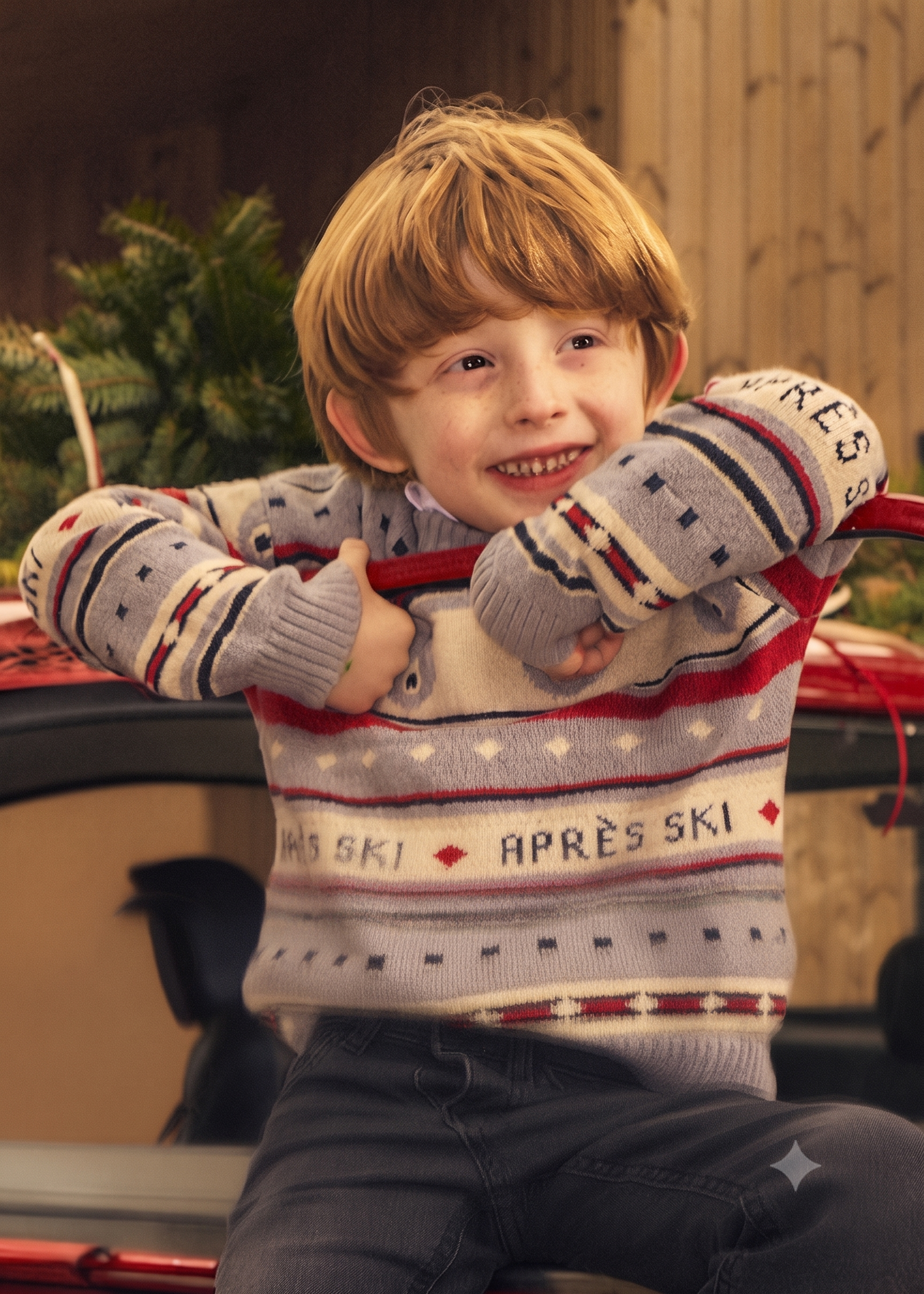 Jersey de punto  con diseño de oso y texto "Après Ski", niño.