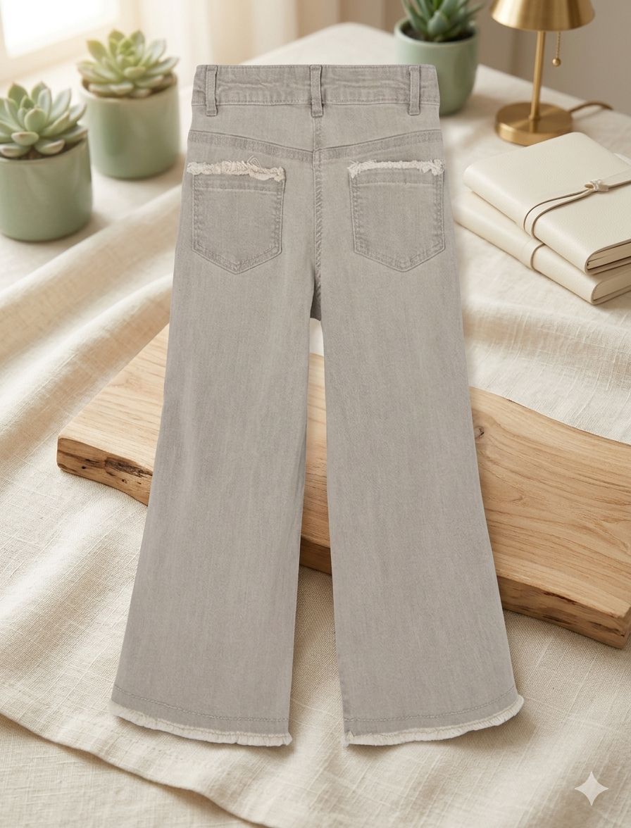 Pantalón denim elástico de niña