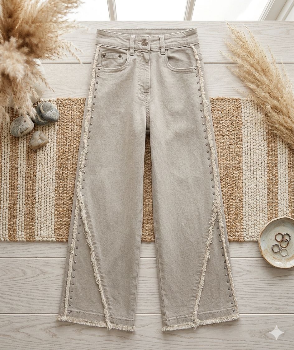 Pantalón denim elástico de niña