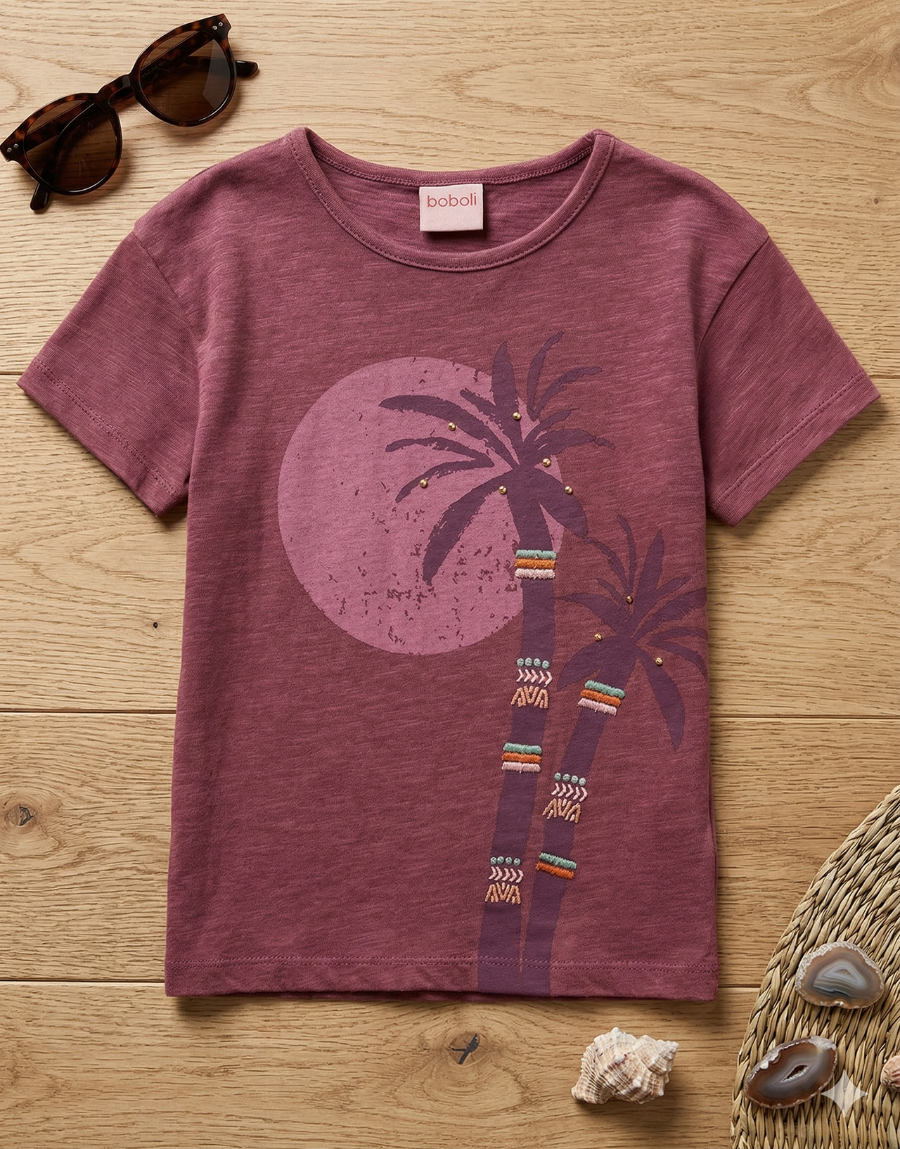 Camiseta punto flamé de niña