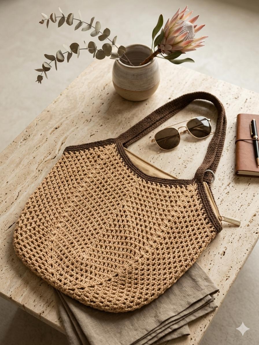 Bolso Rafia Beige Remate Marrón