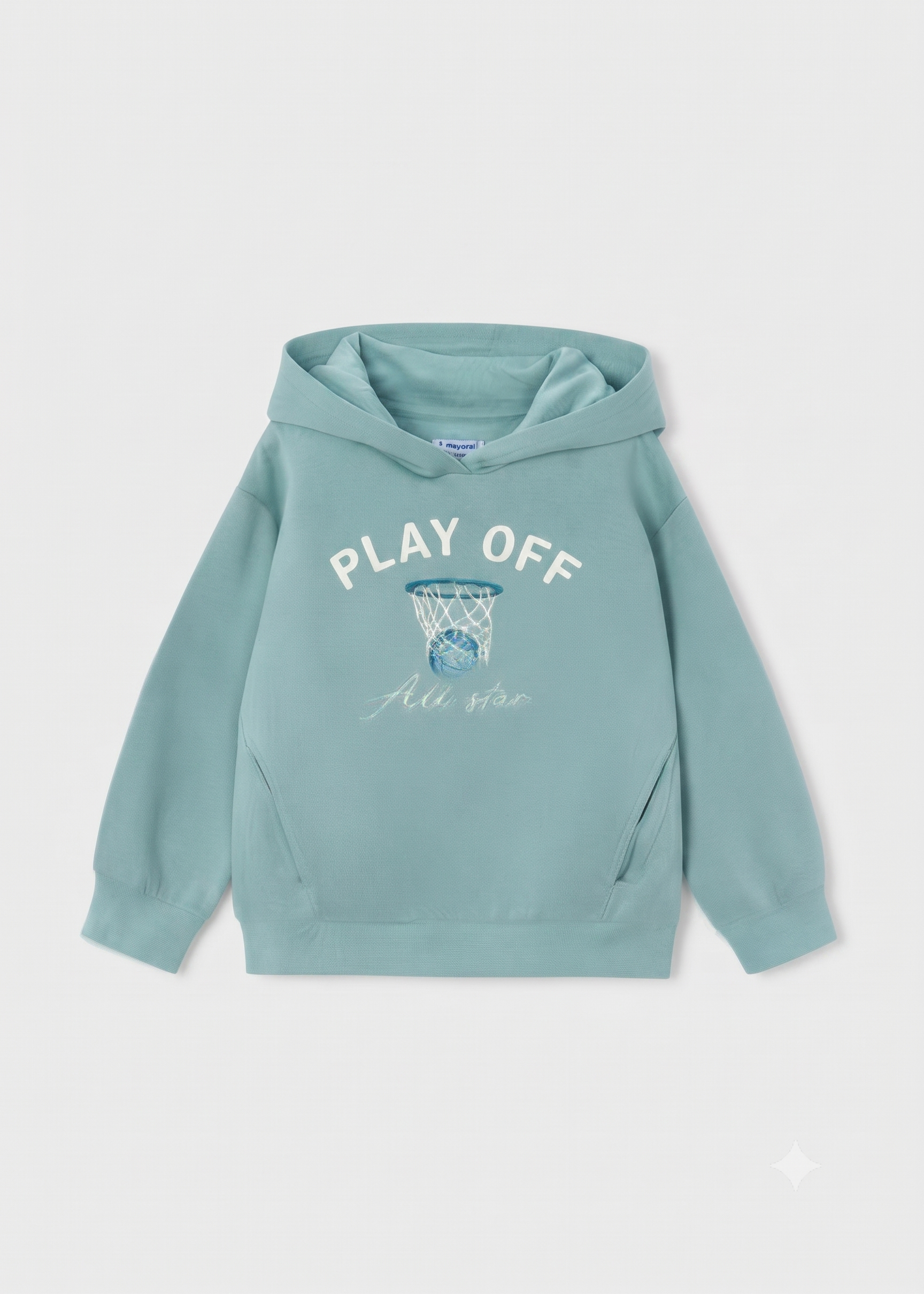 Sudadera con Capucha "Play Off" Verde Agua, niño.