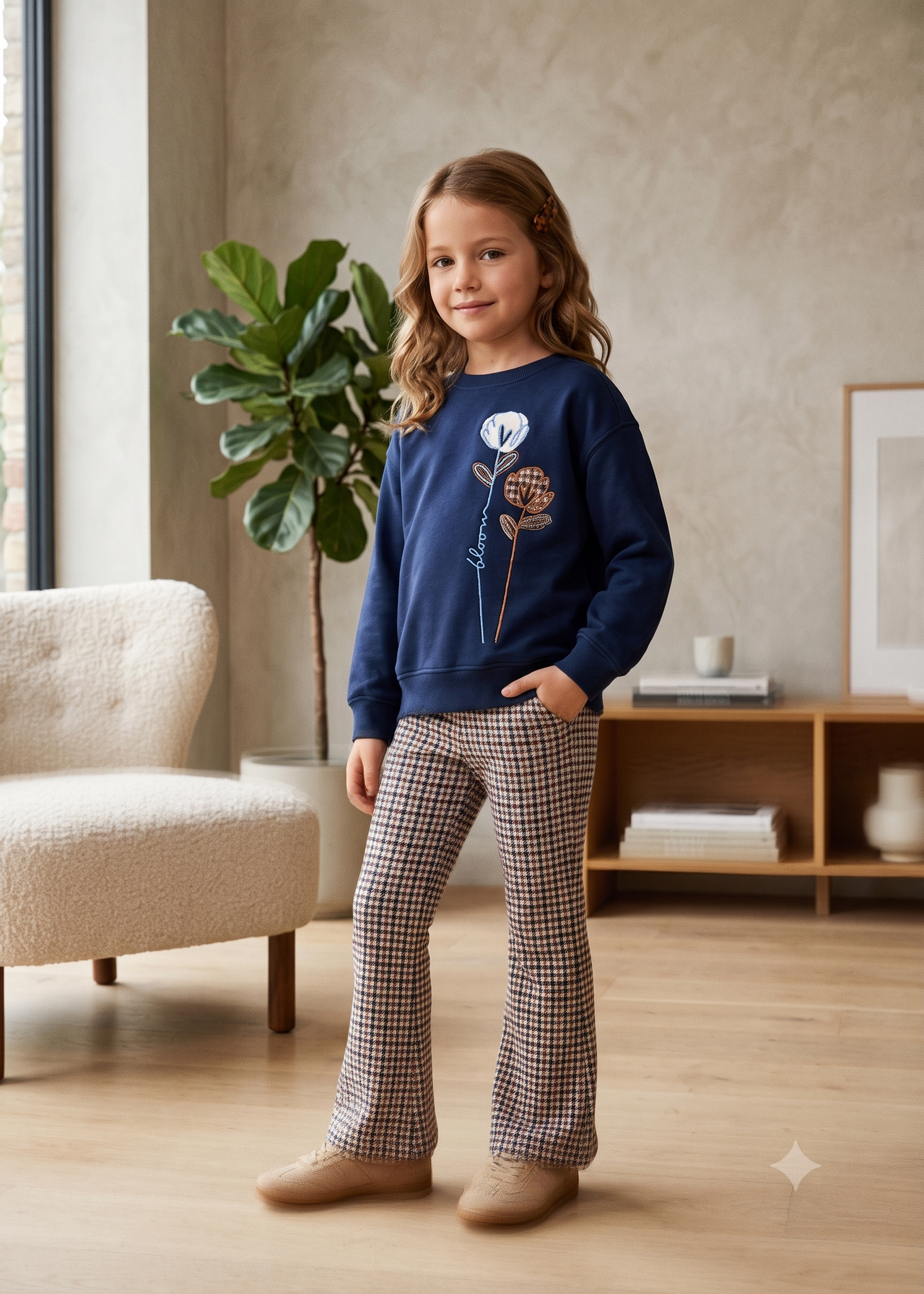 Conjunto leggings  y sudadera felpa estampado niña.