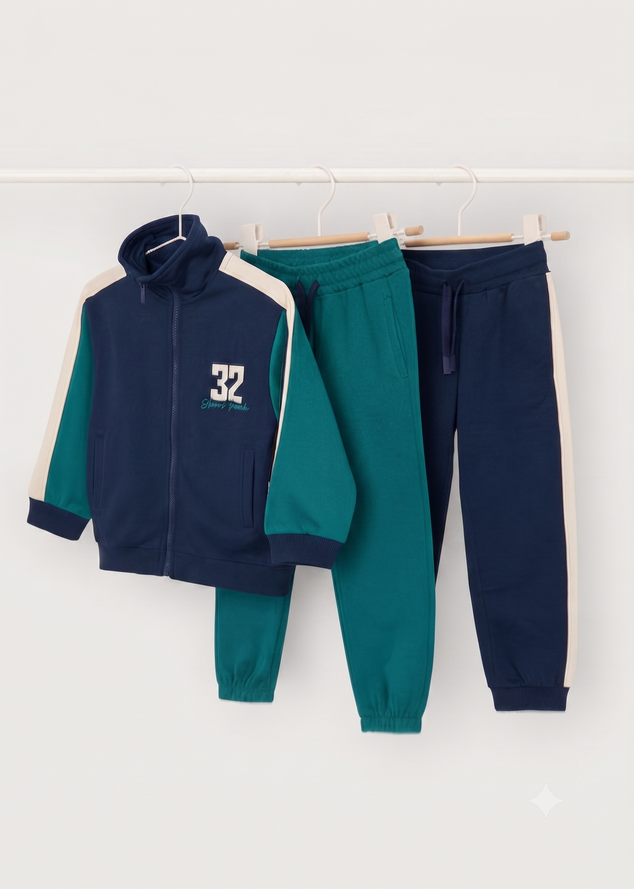 Conjunto deportivo de chaqueta y dos pantalones, niño.