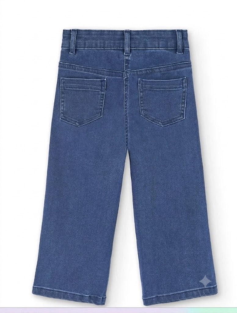 Pantalón denim elástico de niña