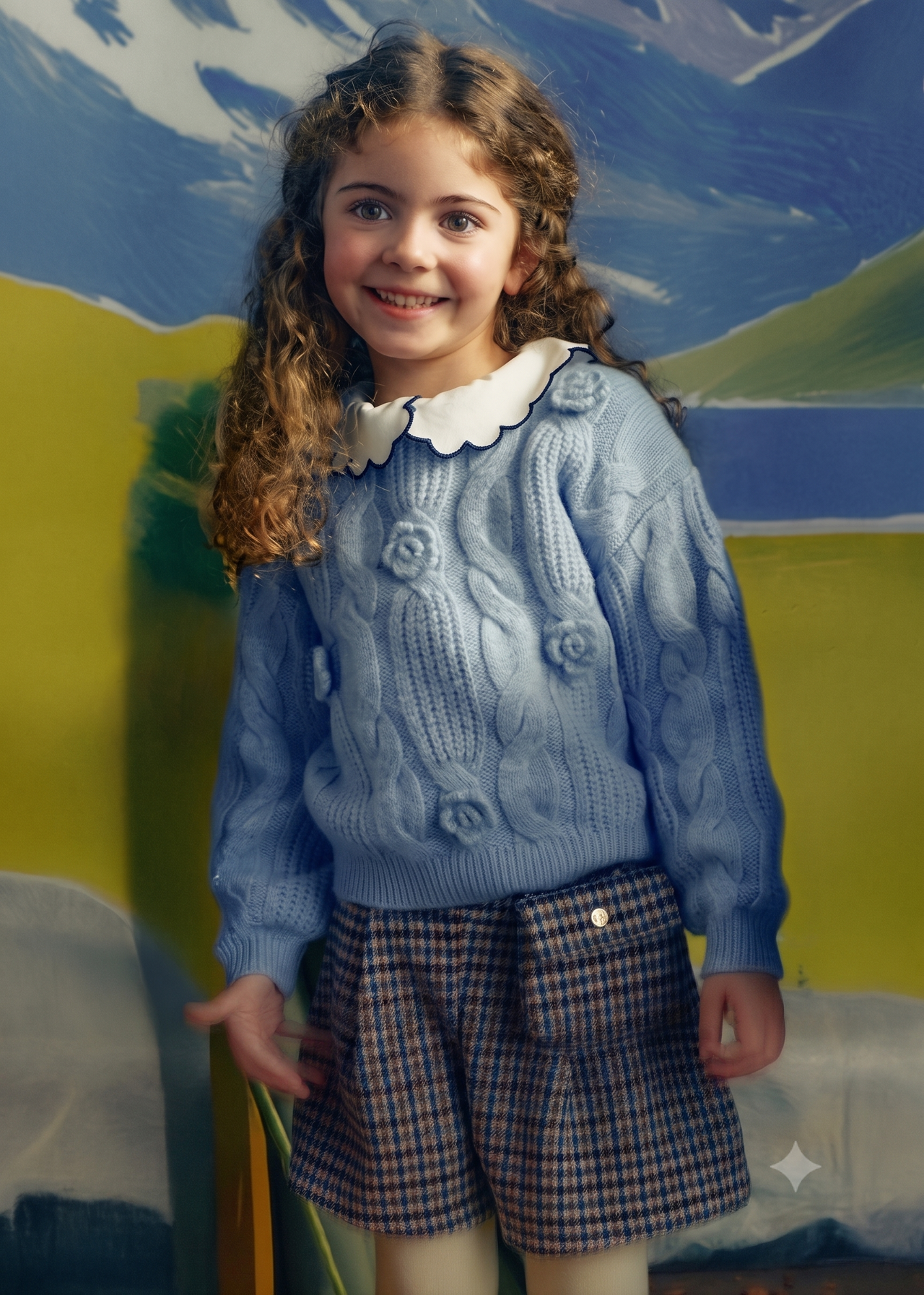 Falda pantalon pata gallo con bolso niña.