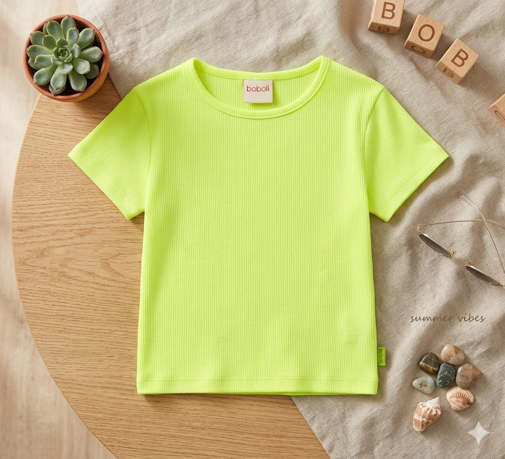 Camiseta punto canalé de niña