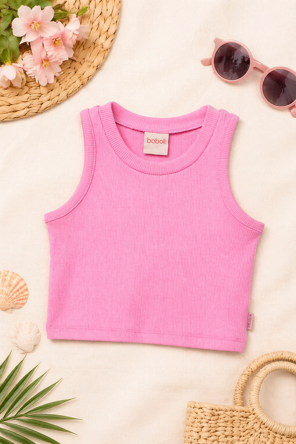 Camiseta punto canalé de niña