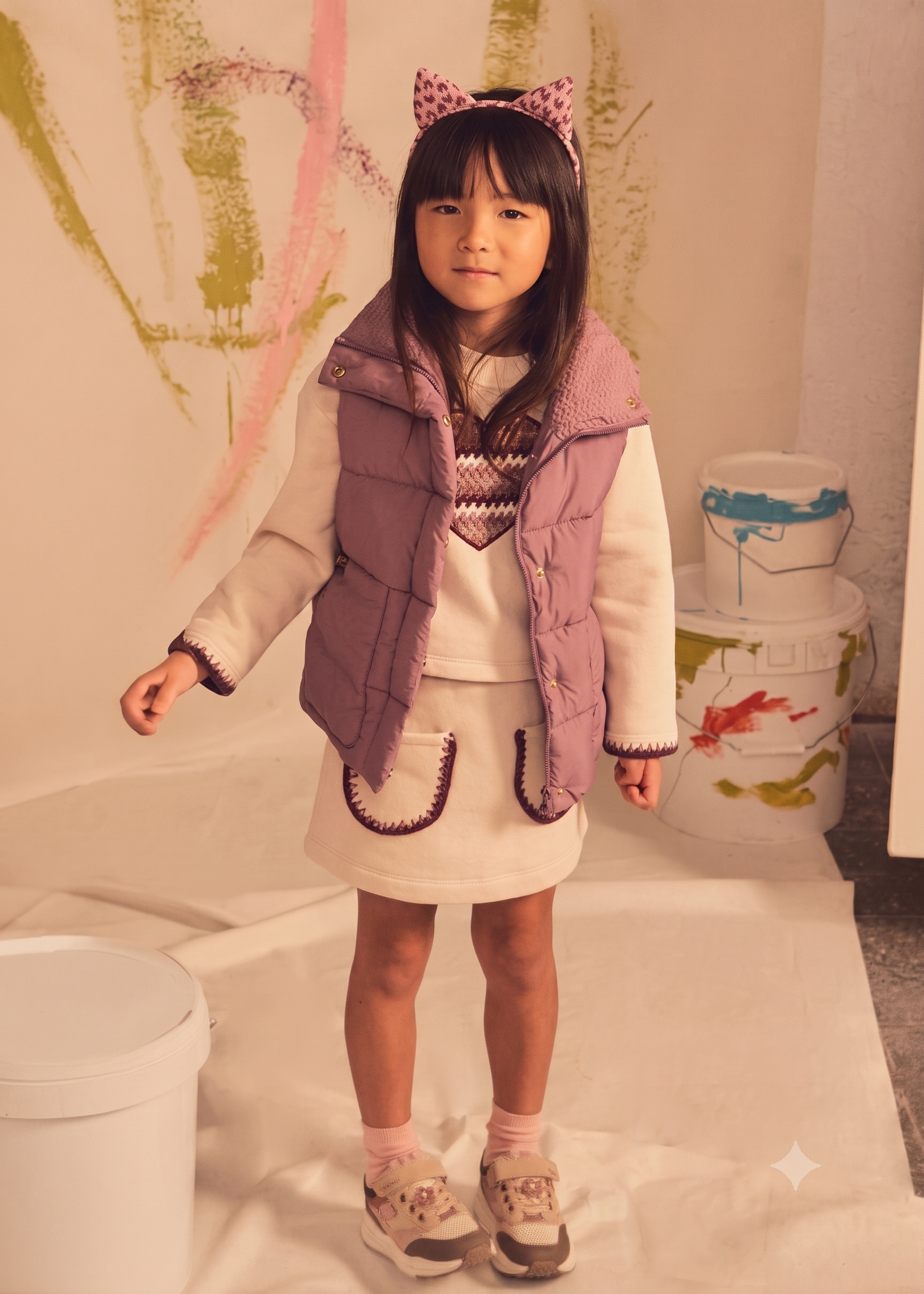 Conjunto falda felpa corazón niña