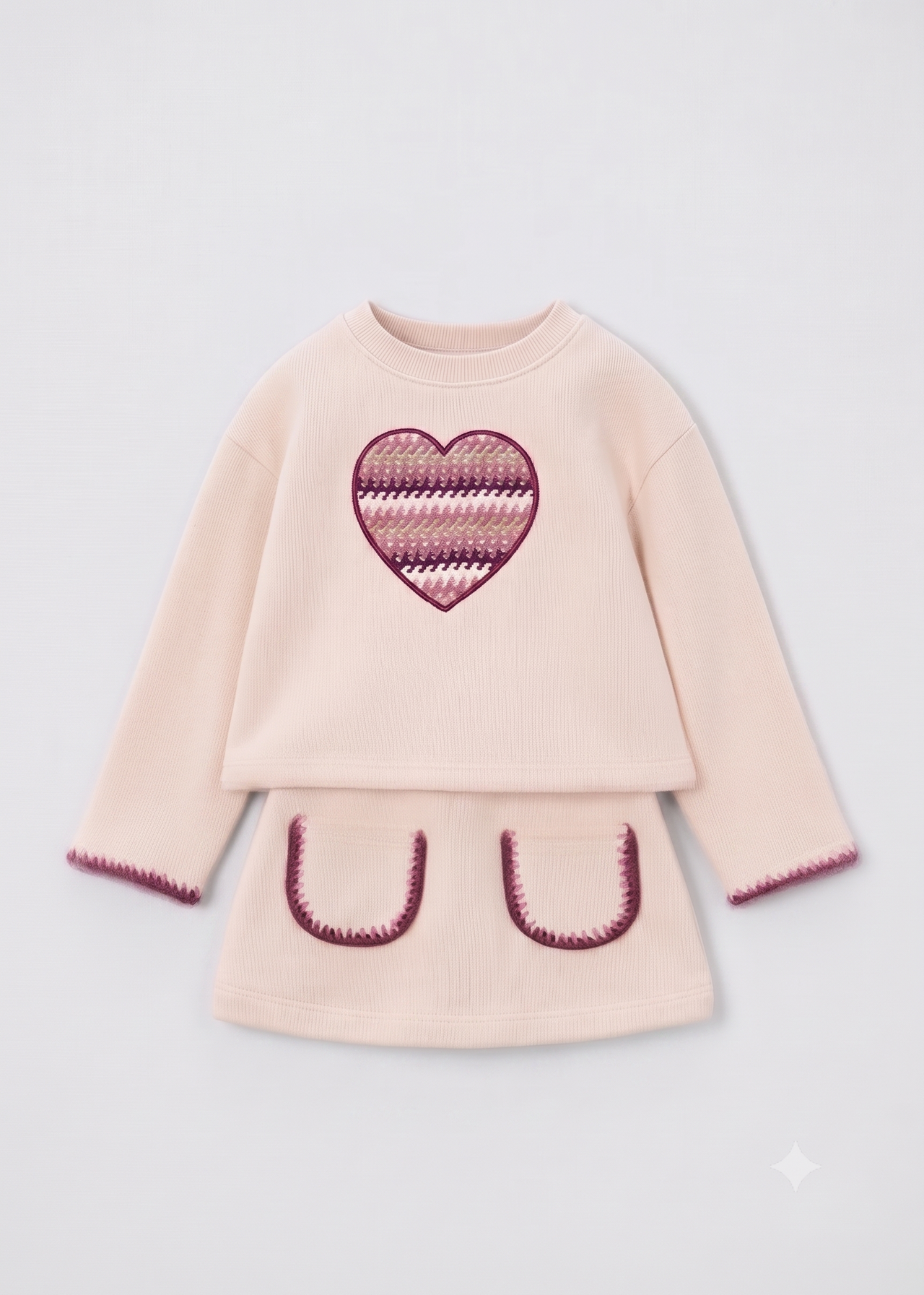 Conjunto falda felpa corazón niña