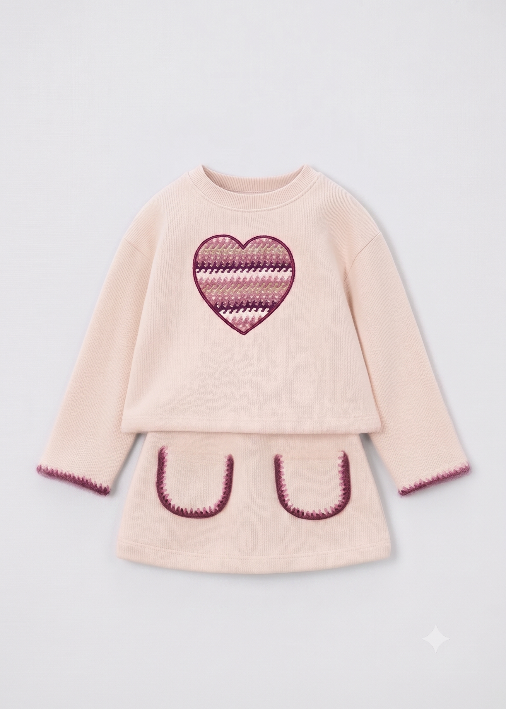 Conjunto falda felpa corazón niña