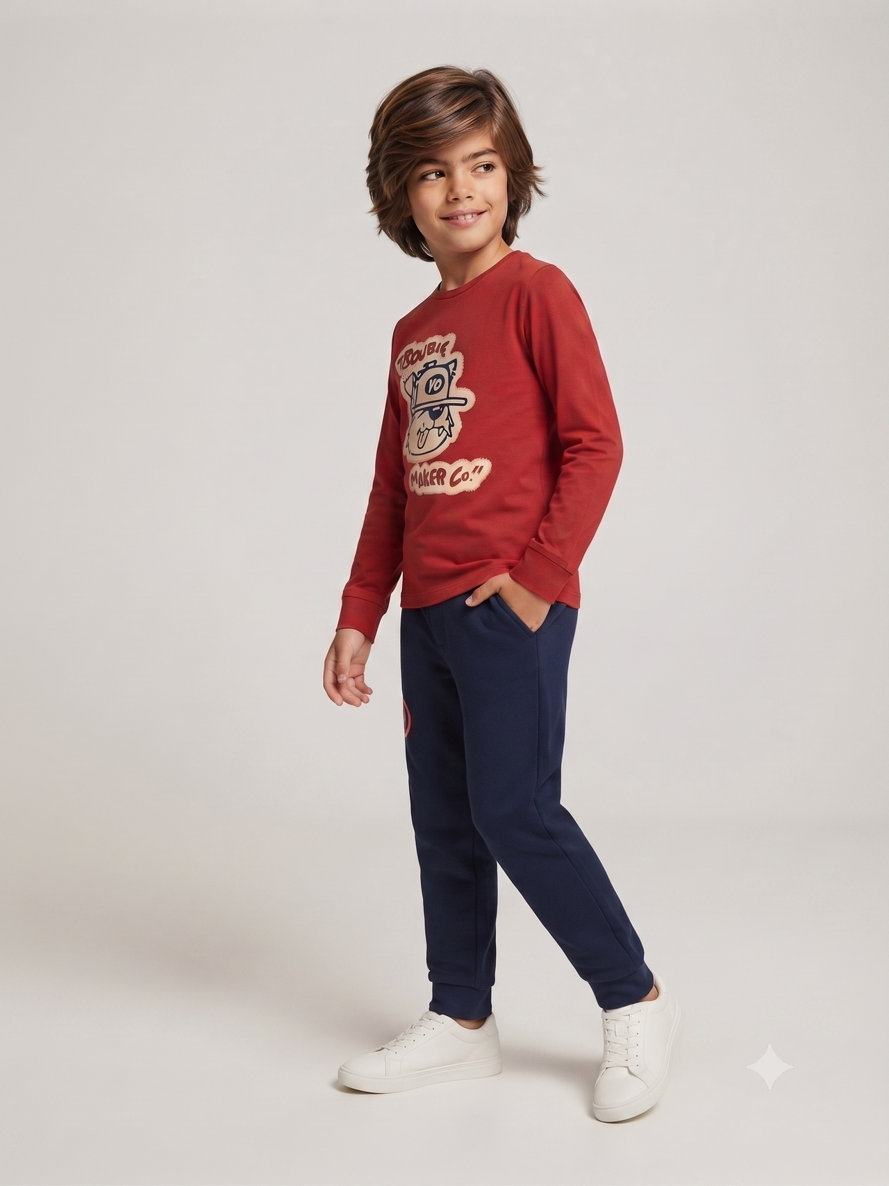 Pantalón chandal largo punto liso, niño.