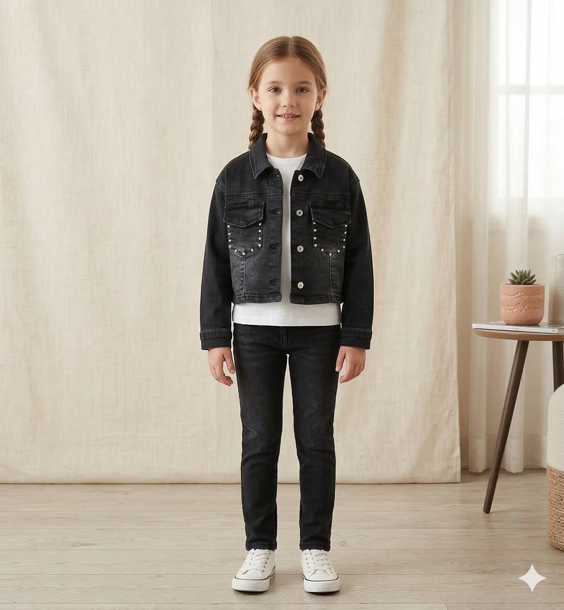 Cazadora vaquera negra tachuelas