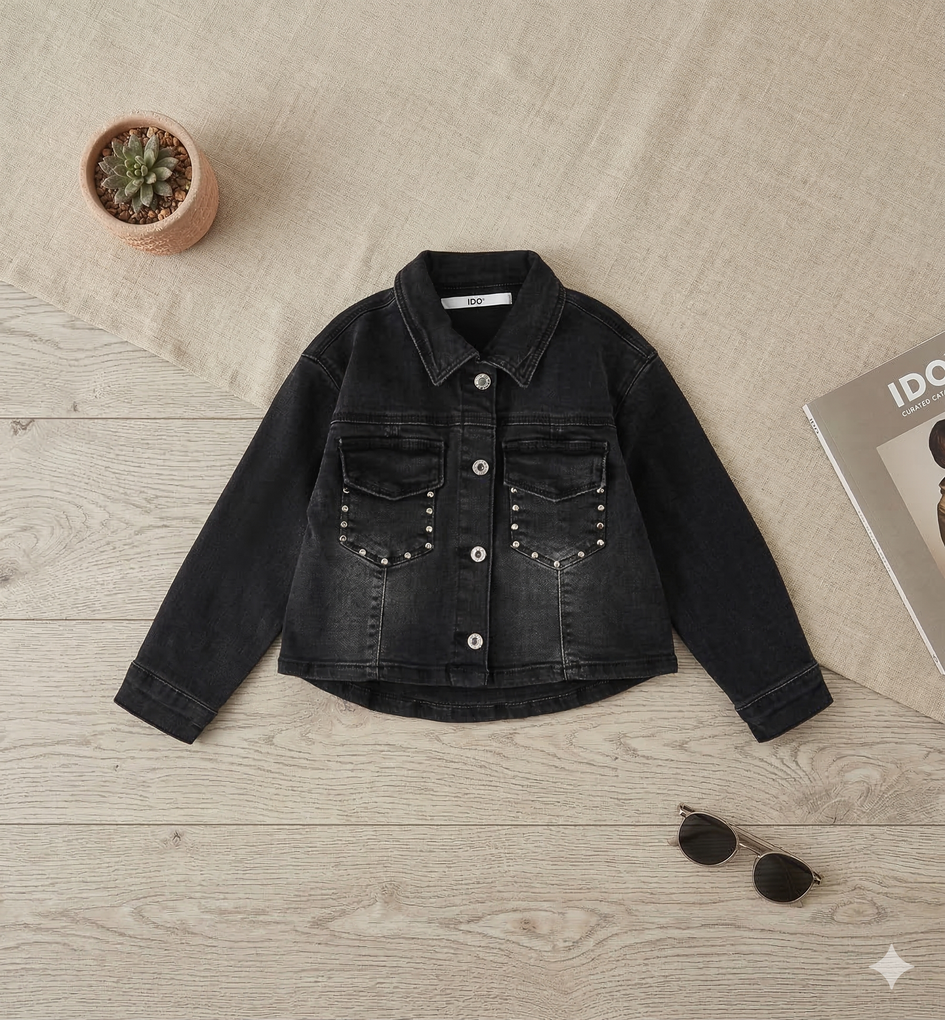 Cazadora vaquera negra tachuelas