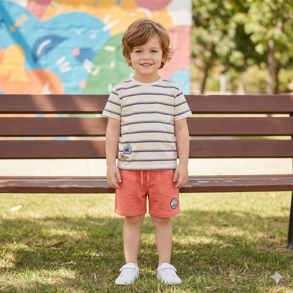 Camiseta punto listada de niño