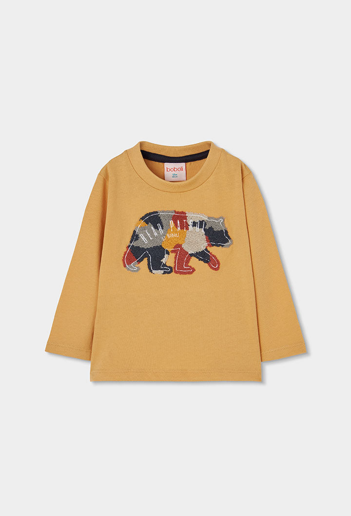 Camiseta detalle oso en rizo texturizado niño